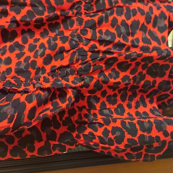 ZADIG & VOLTAIRE Tibo Leopard Print Red Black Ruffle Blouse Top Sz M - Picture 11 of 16